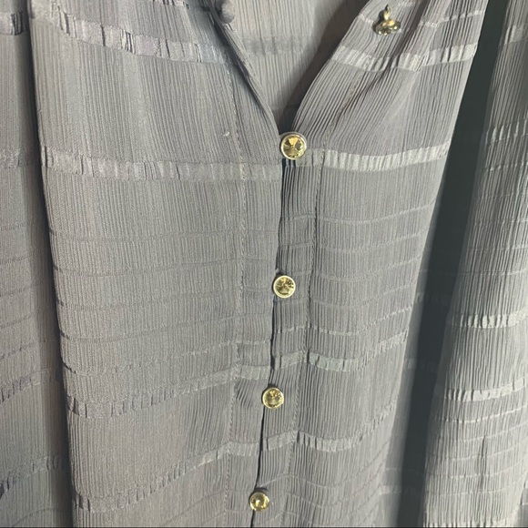 Anthropologie Feather Bone Blue Button Up Blouse - Picture 5 of 8